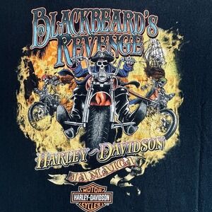 17' Harley Davidson Blackbeard's Revenge Jamaica‎ Blk T Shirt M 2XL Bikercore